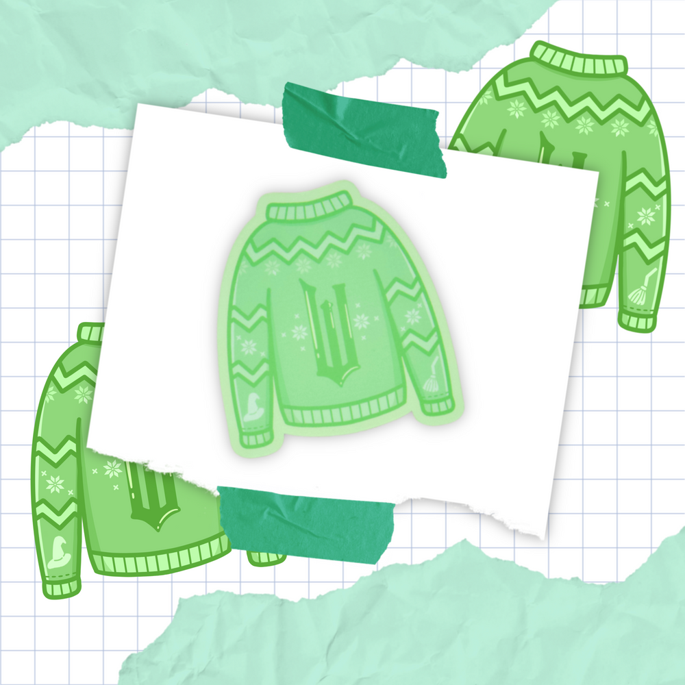 Green Witch Cozy Sweater Sticker