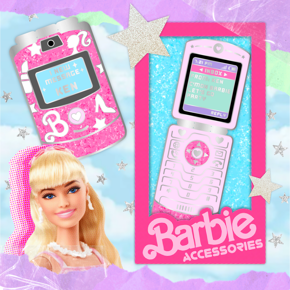 Pink Doll Flip Phone Pin